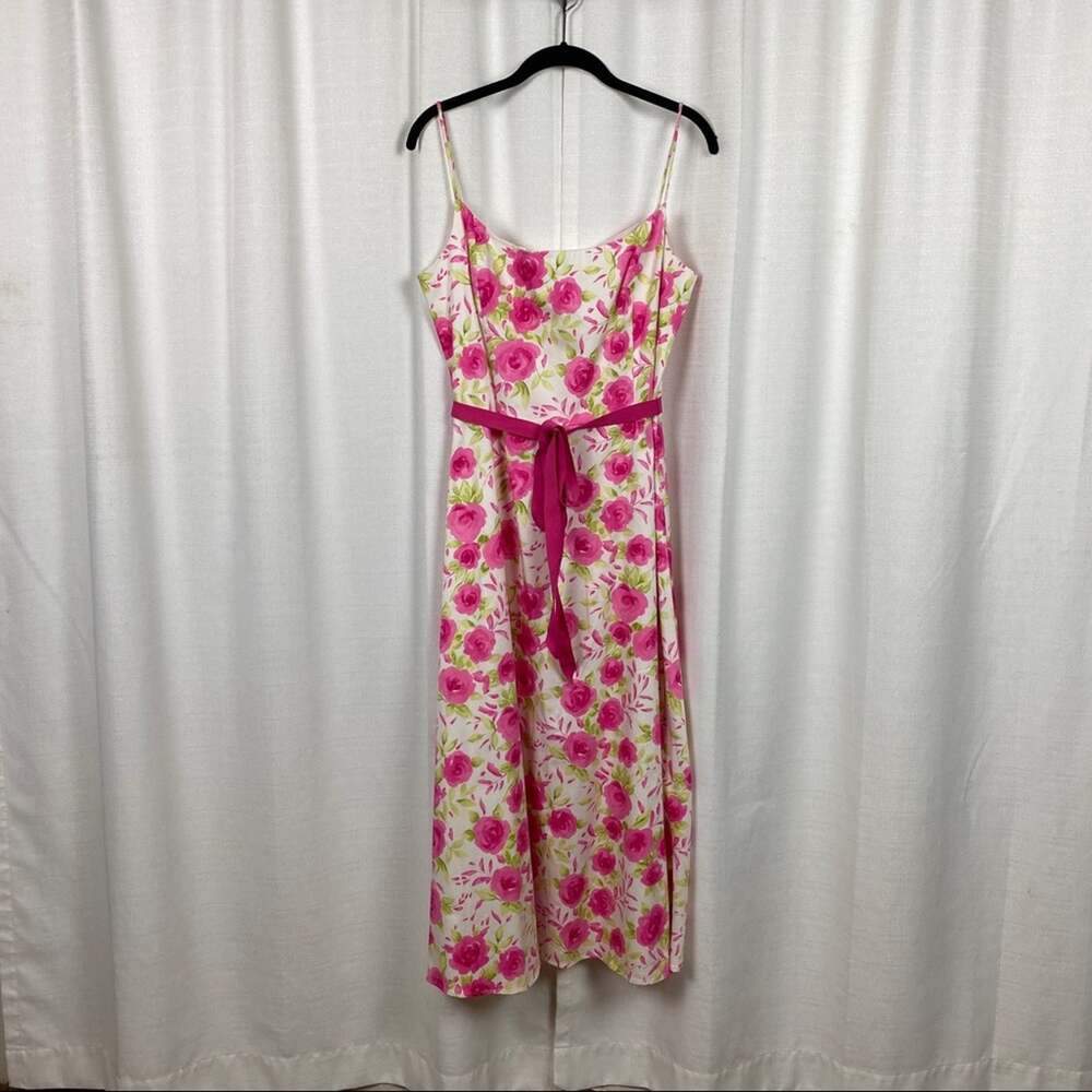 Coldwater Creek Pink Floral Midi Length Sundress Sz.12 NWT